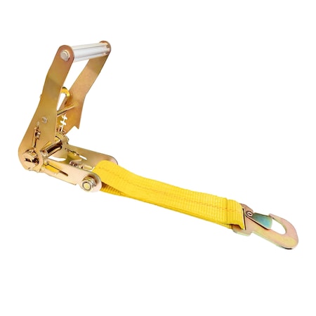 Tie 4 Safe 2'' x 12'' Fixed End w/ Ratchet and Flat Snap Hook. WLL: 1,667 LBS Yellow RT04CK-501S-MH03-Y-C-1