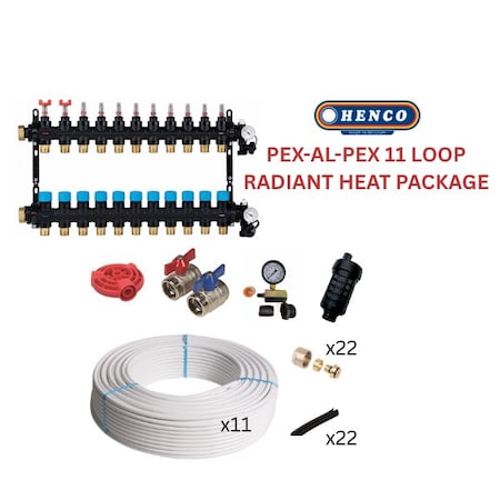 Henco Infloor radiant heating set - PEX-AL-PEX + composite manifold - 2850 - 3130 sqft 806372