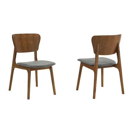 Armen Living Kalia Wood Dining Chair in Walnut Finish with Charcoal Fabric - Set of 2 LCKACHWACH