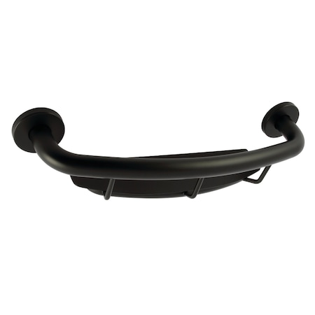 Kingston Brass 18" x 1-1/4" O.D. Stainless Steel Grab Bar with Shelf, Matte Black GBS1854CS0