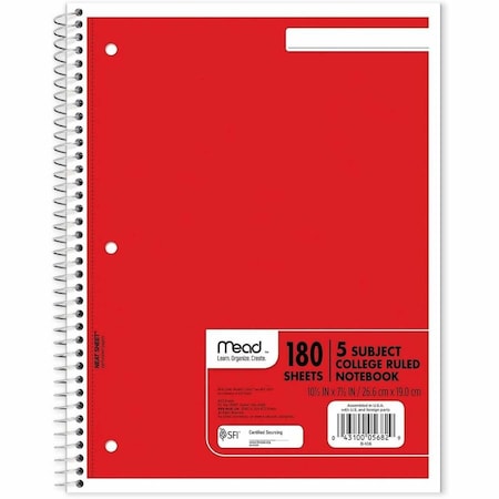 Mead Spiral Notebook, Wire Bound, College Rule 05682
