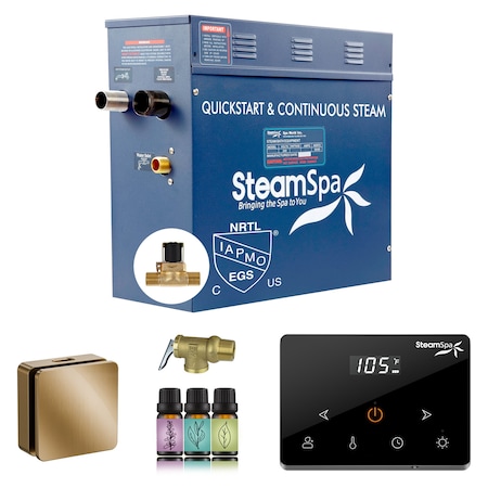 Steamspa Oasis 4.5KW Steam Generator with Continuous Steam Wireless Control and Auto-Drain in Gold OAWS450GD-A