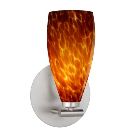 Besa Lighting Karli Wall Sconce, Amber Cloud, Satin Nickel Finish, 1x5W LED 1SX-719818-LED-SN