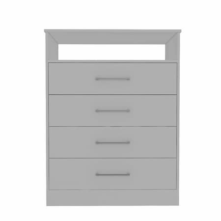 Homeroots Modern White Four Drawer Dresser with Hutch 403742