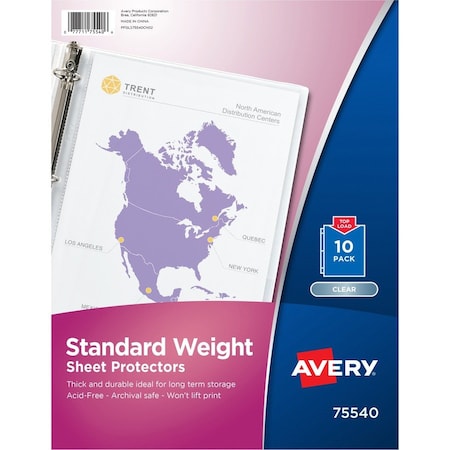 Avery Clear Standard Weight Sheet Protec, PK10 75540