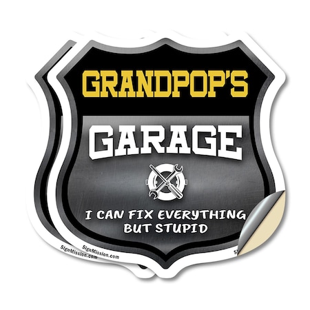Signmission Grandpop's Garage I Can Fix Everything But Stupid, 6 inch X 6 inch, Vinyl Decal, 2PK SHI-D-2PACK-6-490-GRANDPOP