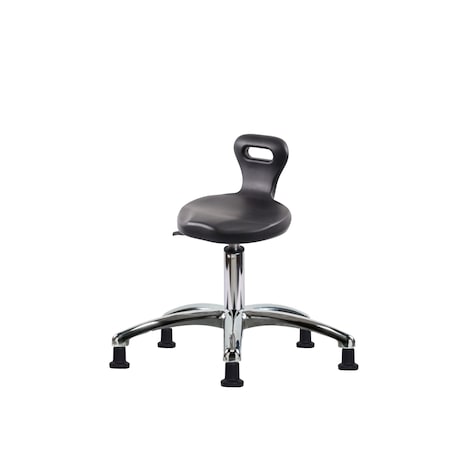 Blue Ridge Ergonomics Poly ESD Serpent Stool Chrome-Desk Height with ESD Stationary Glides in ESD Black Poly ESD-PSPDHSL-CR-EG