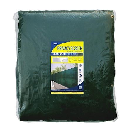 Tenax Privacy Screen, Green, 50 ft. L, 5.8 ft. H 2A240081