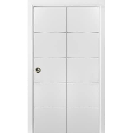 Sartodoors Sliding Closet Bi-fold Doors, Planum 0020 White Silk, Sturdy Tracks Moldings Trims Hardware Set, Wo PLANUM0020BF-WS-72 x 80 (2* 36x80)