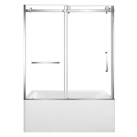 Kingston Brass 60" Acrylic Alcove Left-Hand Drain Tub with Right Sliding Tub Door, White/Polished Chrome KVTAP603622L1