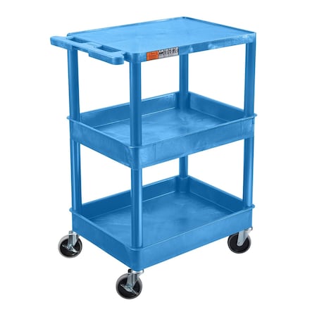 Luxor Flat Top and Tub Middle/Bottom Shelf Cart, 24" X 18", Utility Cart Shelf Style: Flush BUSTC211BU