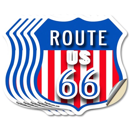 Signmission Route Us 66, 4 inch X 4 inch, Vinyl Decal, 5PK SHI-D-5PACK-4-480
