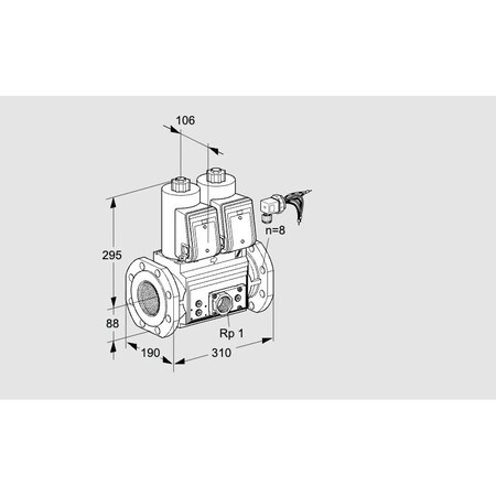 Honeywell Kromschroder Solenoid Valve for Gas, NC, 500 mbar, IP65, VCS Series, Class A KS88207213
