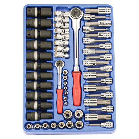 Genius Tools 57 Piece 1/4in&1/2/" Drive Swivel Socket & bit Socket Set. MS-057M