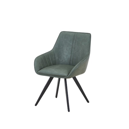 Homeroots Set of Two Green and Black Faux Leather and Wood Dining Arm Chairs, 2PK 716265