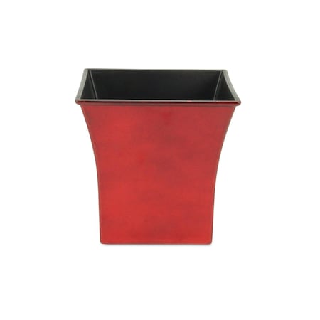 Homeroots 7in Red Recycled Plastic Indoor Outdoor Square Pot Planter 488280