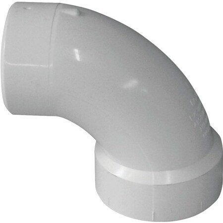 Canplas Sanitary Street Pipe Elbow, 6 in, Spigot x Hub, 90 deg Angle, PVC, White 192456