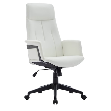 Leisuremod Infini High Back PU Leather Swivel Desk Chair, Padded Armrests, Iron Base IO47WL