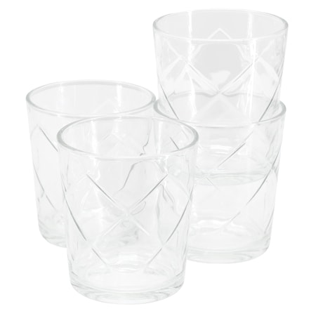 Gibson Home Lattice 4 Piece 13.5 Ounce Double Old-Fashioned Glass Set 141403.04