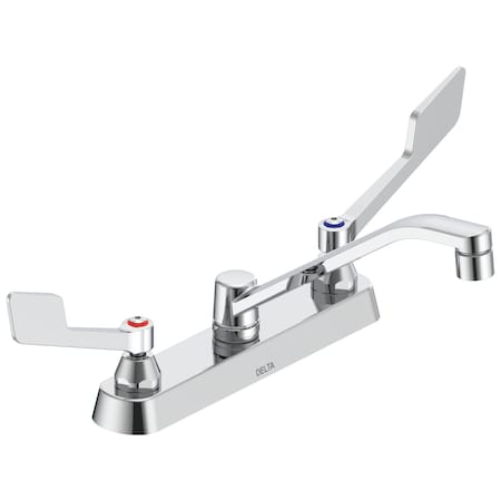 Delta Commercial 26C3 Two Handle 8 In Cast Deck-Mount Faucet In Chrome 26C3155