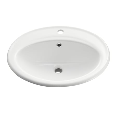 Anzzi Luna Series 19 in. Ceramic Drop-in Oval Bathroom Sink Basin in White LS-AZ923