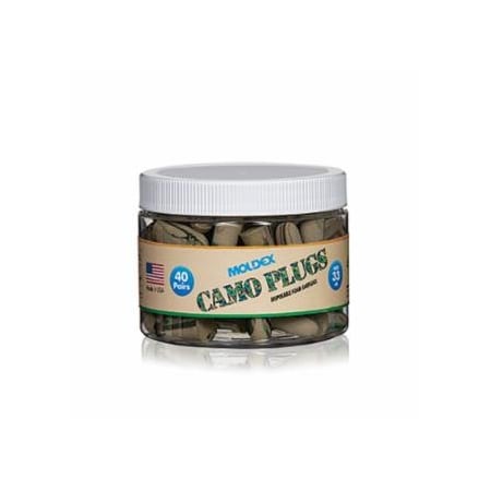 Moldex Earplug Canister, Camo Plugs, Foam, Brown/Green/Tan with Swirls/Streaks, Disposable, 40PK 507-6685