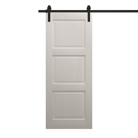 Sartodoors Modern Barn Door 24 x 84 inches, Ego 5010 Painted White Oak, 6.6FT Rail Track Heavy Hardware Set , EGO5010BD-B-PWO-2484