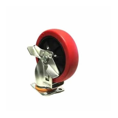 Sumner CASTER 5in PLATE SWIVEL RED 779005
