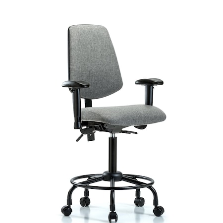 Blue Ridge Ergonomics Fab Med Bench Chair, Bk, RT, Cast, Gry, 6-Way Adjustable, 24" to 31" Height, Gray BR-FMBCH-MB-RT-T0-A1-RC-F44