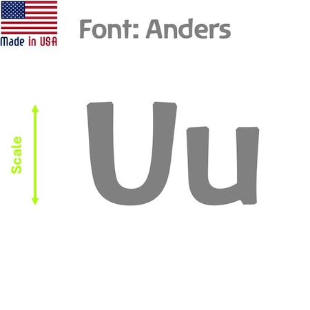 Aacc Self-Adhesive Vinyl Letter: u, Scale: 35 cm. Color: Gray Font: Anders by, 4PK AACC-Anders-lu-Gray-M35x4