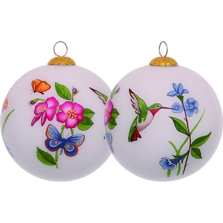 Homeroots Decorative Florals Hand Painted Mouth Blown Glass Ornament 477452