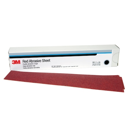 3M 3M Red Abrasive Sheet, 01181, P80, 2-3/4 in x 16 1/2 in, 5PK 316U
