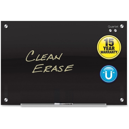 Quartet 18" H x 24" W Magnetic Glass Dry Erase Board, Gloss, Black G2418B