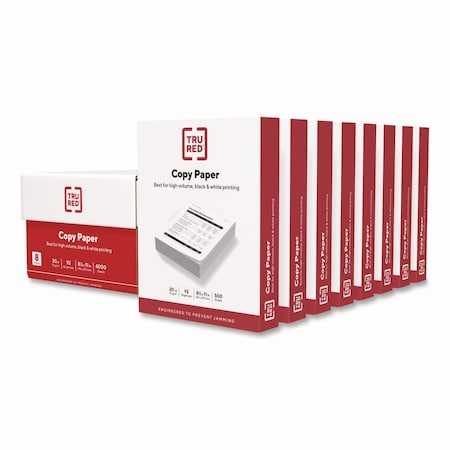 Tru Red Copy Paper, 92 Bright, 20 lb Bond Weight, 8.5 x 11, 4000PK TR59702/4045
