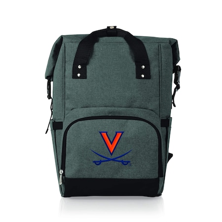 Picnic Time Family Of Brands NCAA Virginia Cavaliers On The Go Roll-Top Backpack CoolerHeathered Gray 616-00-105-596-0