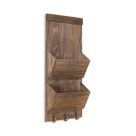Homeroots 10" Brown Solid Wood Paper Organizer 487946