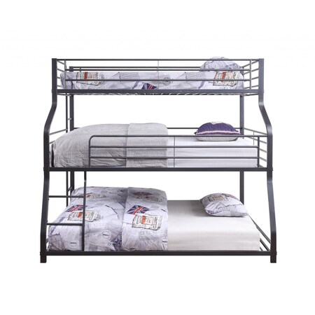 Homeroots 62" X 83" X 74" Gunmetal Metal Triple Bunk Bed  Twinfullqueen 347194
