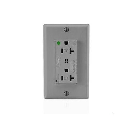 Leviton Straight Blade Receptacle, 5-20R, 20 A, 125V AC, Flush Mount, Self-Grounded T8380-GY