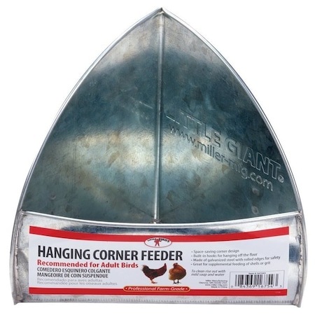 Little Giant Hanging Corner Poultry Feeder, Rolled Edge, Steel, Galvanized 167543