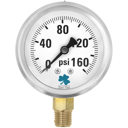 Zenport Glycerin Liquid Filled Pressure Gauge, 160 PSI, 3PK LPG160