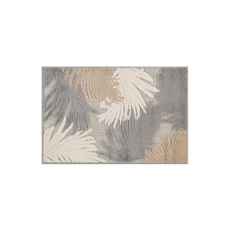 World Rug Gallery Amalfi Contemporary Tropical Floral Indoor/Outdoor Area Rug 2 ft 7 in x 4 ft Gray 8013GRAY27X4