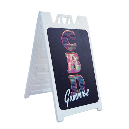 Signmission CDB Gummies, A-Frame & 2 Decals Installed, Heavy-Duty Plastic Frame SBHD-D-2436-30357