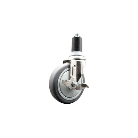 Service Caster 5 Inch 316SS Thermoplastic Rubber Swivel 1-5/8 Inch Expanding Stem Caster Brake SCC-SS316EX20S514-TPRB-TLB-158