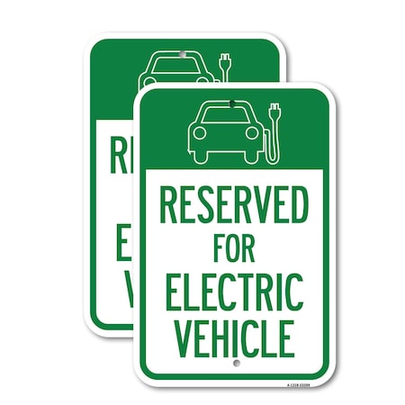 Signmission Reserved for Electric Vehicle With Graphic, 18'' X 24'' 2 Signs, Heavy Gauge Aluminum, 2PK A-1824-2PACK-23209