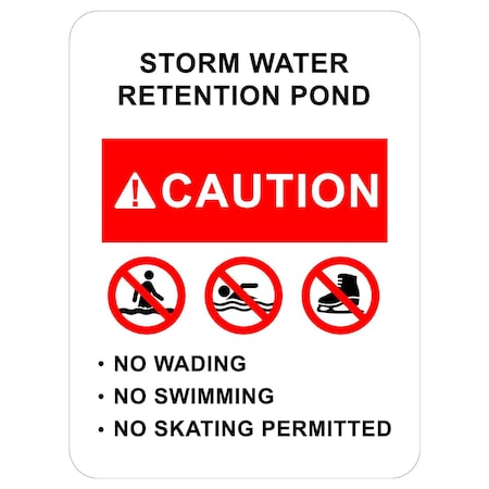 Sign Solutions Usa Storm Water Retention Pond, 18 in W x Vertical Rectangle, Aluminum Sign DCS06HWT1824CUS00111