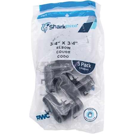 Sharkbite PEX-B 3/4'' Poly Alloy Barb Elbow, 5PK UP256A5