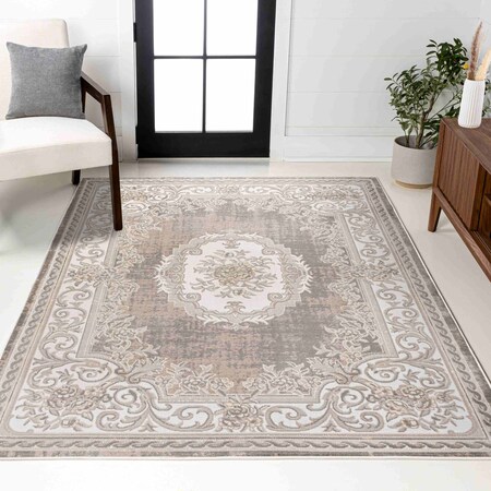 Jonathan Y Rosalia Cottage Medallion Beige/Ivory 4 ft. x 6 ft. Area Rug MDP401D-4