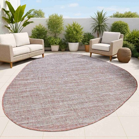 Jonathan Y Callan Modern Rustic Abstract Beige/Red 5 ft. x 8 ft. Indoor/Outdoor Shaped Area Rug SHP202C-5