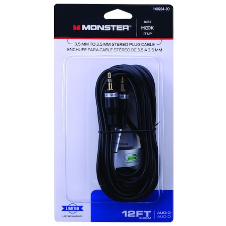 Monster Cable Just Hook It Up 12 ft. L Stereo Plug Cable AWG 140284-00