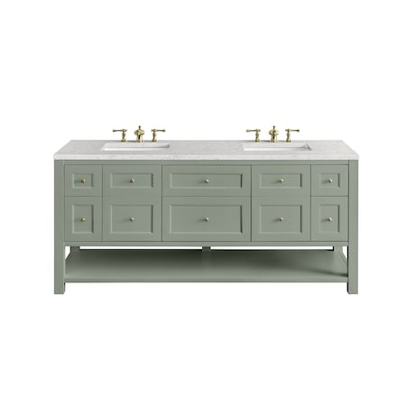 James Martin Vanities Breckenridge 72'' D Vanity, Smokey Celadon w/ Jasmine Pearl Top w/FreePower Wireless Charger 330-V72-SC-FEJP